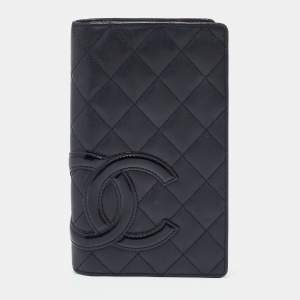 Chanel Black Quilted Leather Cambon Ligne Bifold Wallet