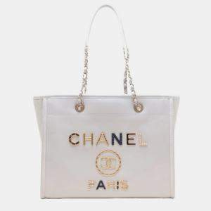 CHANEL Embellished Canvas Medium Studded Deauville Shopping Bag