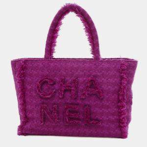 CHANEL Tweed Giant Logo Shopping Bag