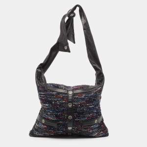 Chanel Multicolor Tweed Fringe and Leather Large Girl Bag