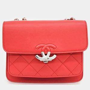 Chanel Red Leather Chain Shoulder Bag