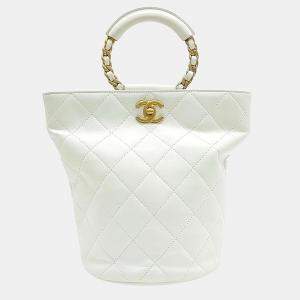 Chanel White Leather In the Loop Chain Backpack