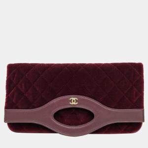 Pre Owned Chanel Velvet Folding Clutch Bag