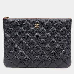 Chanel Black Caviar Leather Small Clutch Bag