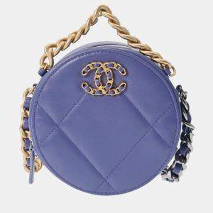 Chanel Purple Leather 19 Round Clutch w/Chain