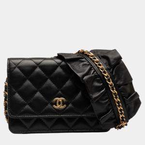 Chanel Black Lambskin Romance Wallet On Chain