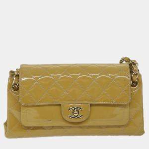 Chanel Yellow Patent Leather Matelasse shoulder Bag