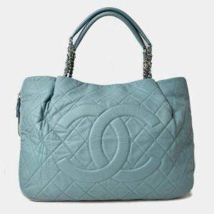 Chanel Blue Quilted Timeless Caviar Expandable Tote