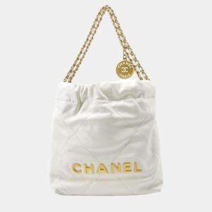Chanel White Shiny Calf Leather Size Mini Handbag