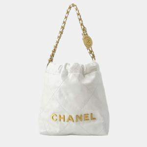 Chanel White Leather Mini Chain Hobo Bag 