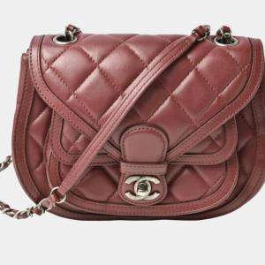 Pre Owned Chanel Burgundy Leather Paris-Salzburg Quilted Saddle Bag