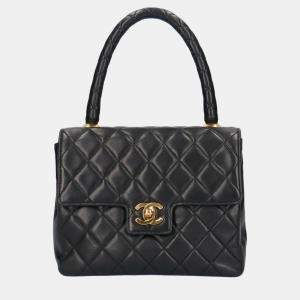 Chanel Black Leather Kelly Top Handle Bag