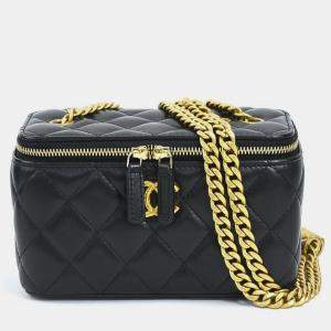 Chanel Black Quilted Lambskin Pearl Crush Vanity Box 