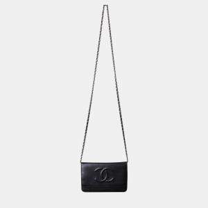 Chanel Black CC Caviar Leather Wallet on Chain