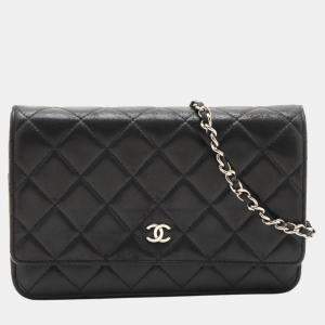 Chanel Black lambskin Wallet On Chain