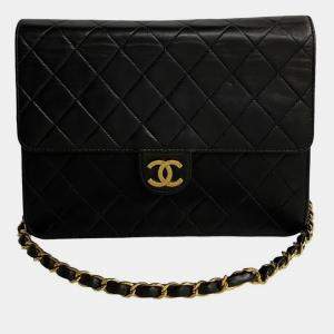 Chanel Black Leather Square CC Flap Bag