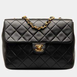 Pre Owned Chanel Square Classic Quilted Lambskin Flap Bag