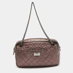 Chanel Metallic Pink Quilted Leather Reissue 2.55 Camera Bag