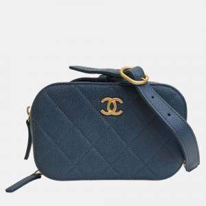 Chanel Blue Caviar Leather Belt Bag 