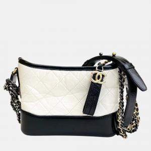 Chanel White/Black  Leather Small Gabrielle Shoulder Bags