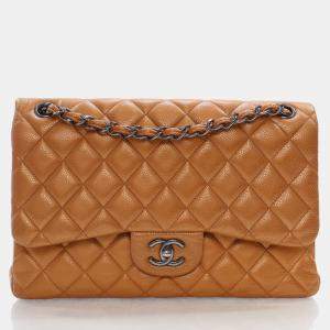 Chanel Brpnze Patent Leather Jumbo Classic Double Flap Shoulder Bag