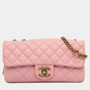 Chanel Pink CC Quilted Calfskin Single Flap