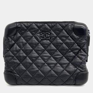 Chanel Black Leather Clutch Bag