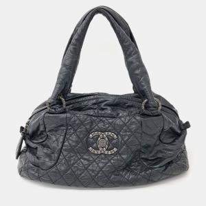 Chanel Black Leather Vintage Tote Bag