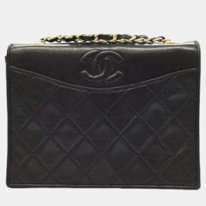 Chanel Black Leather CC Quilted Flap Bag Shoulder Bags