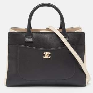 Chanel Black/Cream Leather Small Neo Executive Shopper Tote