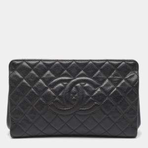 Chanel Black Caviar Leather CC Frame Clutch