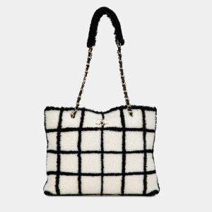 Chanel Grid Shearling Shopping Tote