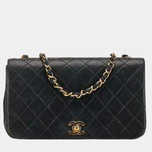 Chanel Black Leather Full Flap Shoulder Bag