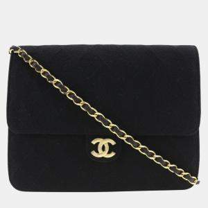 Chanel Black Fabric Flap Bag Shoulder Bag