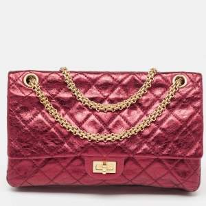 Chanel Metallic Burgundy Quilted Aged Leather Classic 226 Reissue 2.55 Flap Bag