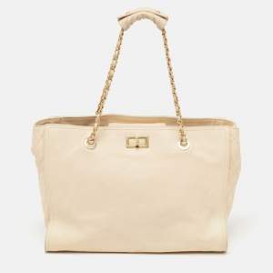 Chanel Beige Caviar Leather Reissue Large Shopper Tote