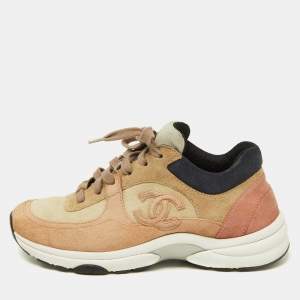 مملوكة مسبقًا Chanel Multicolor Suede CC Low Top Sneakers Size 36