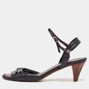 Chanel Black Leather Ankle Strap Sandals Size 40.5