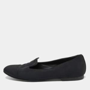 Chanel Black Fabric Smoking Slippers Size 40.5