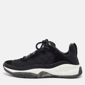 مملوكة مسبقًا Chanel Black Mesh Suede and Mesh CC  Low Top Sneakers Size 39