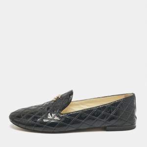 Chanel Black Patent Smoking Slippers Size 39.5