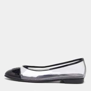 Pre Owned Chanel Transparent Patent Leather and PVC Ballet Flats Size 37.5