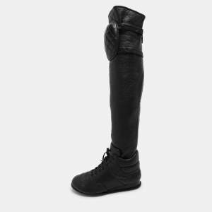 Chanel Black Quilted Leather Knee Length Boots Size 40