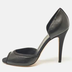 Chanel Black Canvas and Leather D'orsay Pumps Size 40