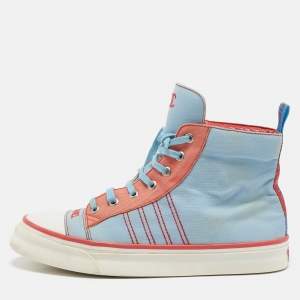 Pre Owned Chanel Blue/Red Denim High Top Sneakers Size 41