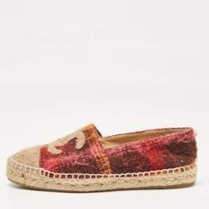 Chanel Multicolor Wool CC Espadrille Flats Size 36