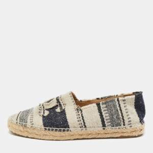 Chanel Multicolor Tweed CC Espadrille Flats Size 40