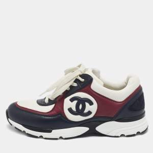 Pre Owned Chanel Multicolor Leather CC Low Top Sneakers Size 37.5