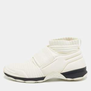 Pre Owned Chanel Off White Stretch Fabric Slip On Sneakers Size 38