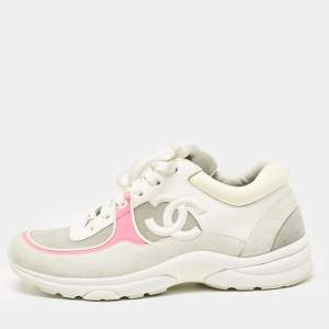 مملوكة مسبقًا Chanel Multicolor Leather and Suede CC Low Top Sneakers Size 37.5